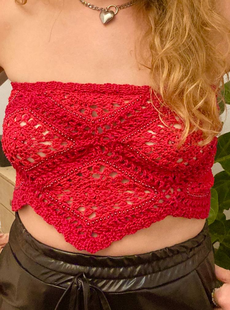Red Granny Square Top